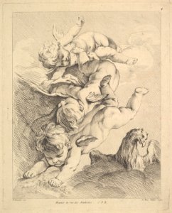 Three Cupids Turning a Somersault, an Eagle on the Right MET DP826307