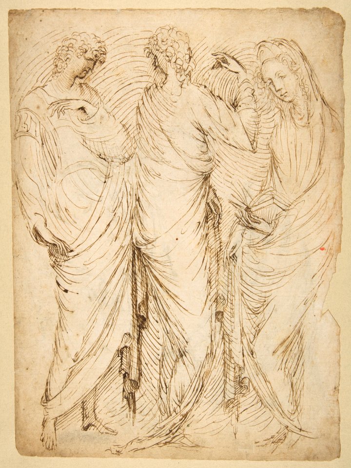 Three Standing Figures (recto); Seated Woman and a Male Hermit in Half-length (verso) MET DP812353