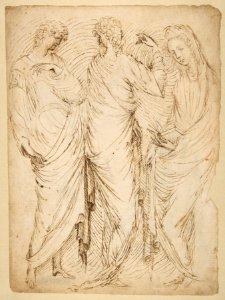 Three Standing Figures (recto); Seated Woman and a Male Hermit in Half-length (verso) MET DP812353