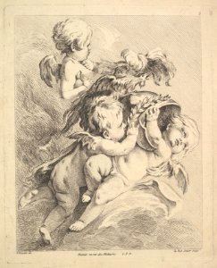 Three Cupids Holding a Helmet MET DP826309