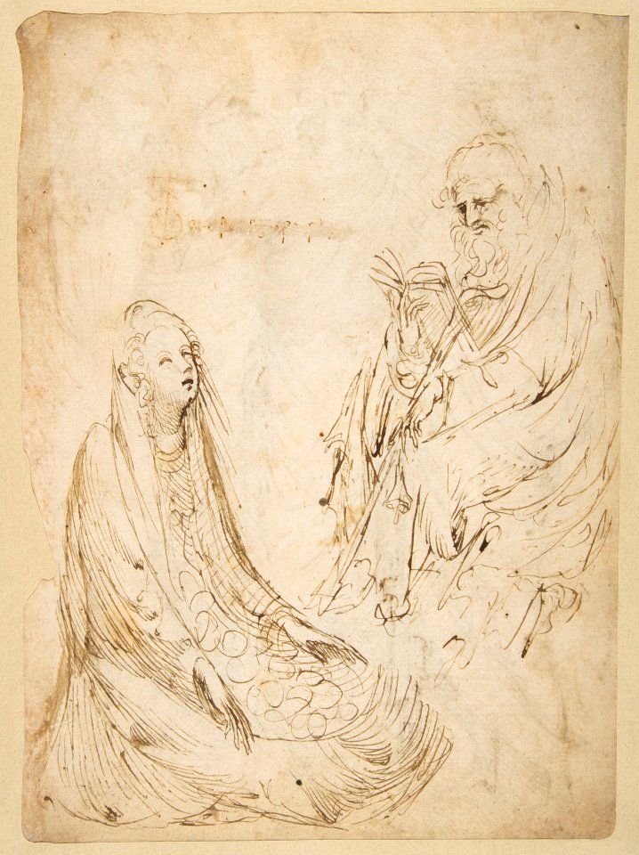 Three Standing Figures (recto); Seated Woman and a Male Hermit in Half-length (verso) MET DP812354