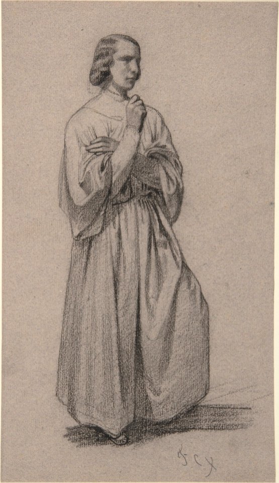 Three-Quarter View of a Standing Male Robed Figure MET DP805710