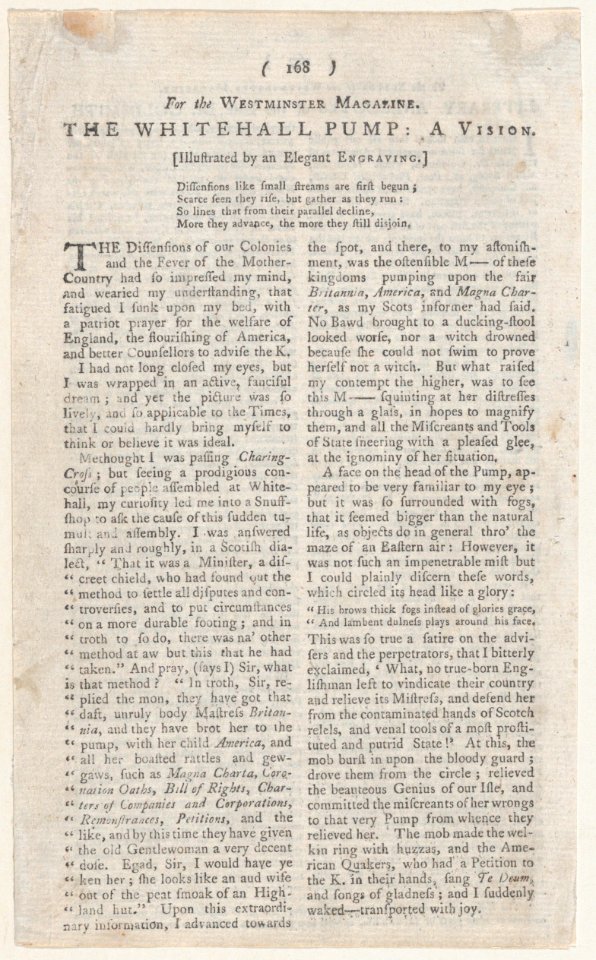The Whitehall Pump (page from The Westminster Magazine) MET DP876954
