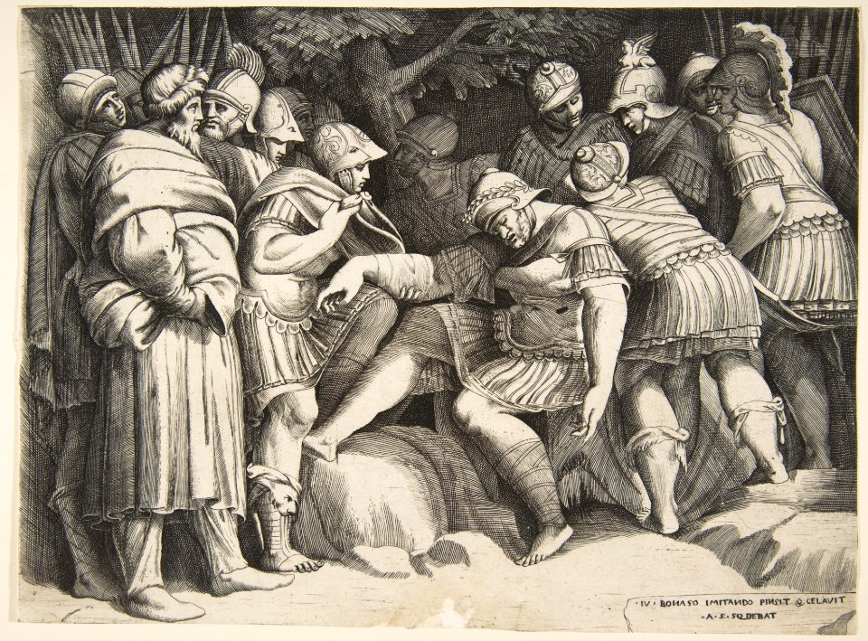 The wounder soldier Scipio in the centre surrounded by figures MET DP812458
