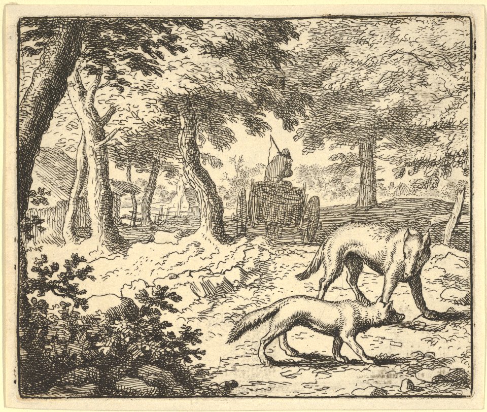 The Wolf Accuses Renard of Eating the Fish that He Stole from Hendrick van Alcmar's Renard The Fox MET DP837689