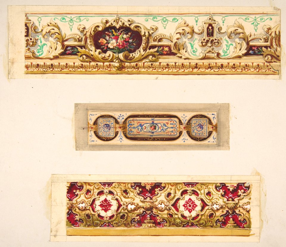 Three designs for painted borders to decorate a room MET DP811782