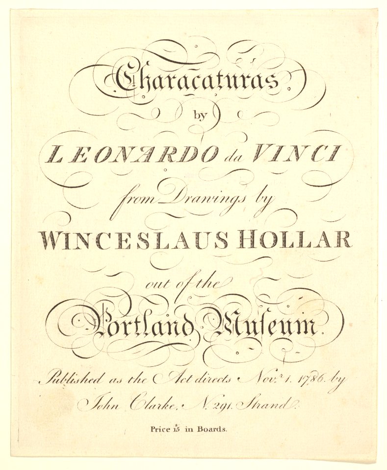 Title Page- Characaturas by Leonardo da Vinci, from Drawings by Wincelslaus Hollar, out of the Portland Museum MET DP824102