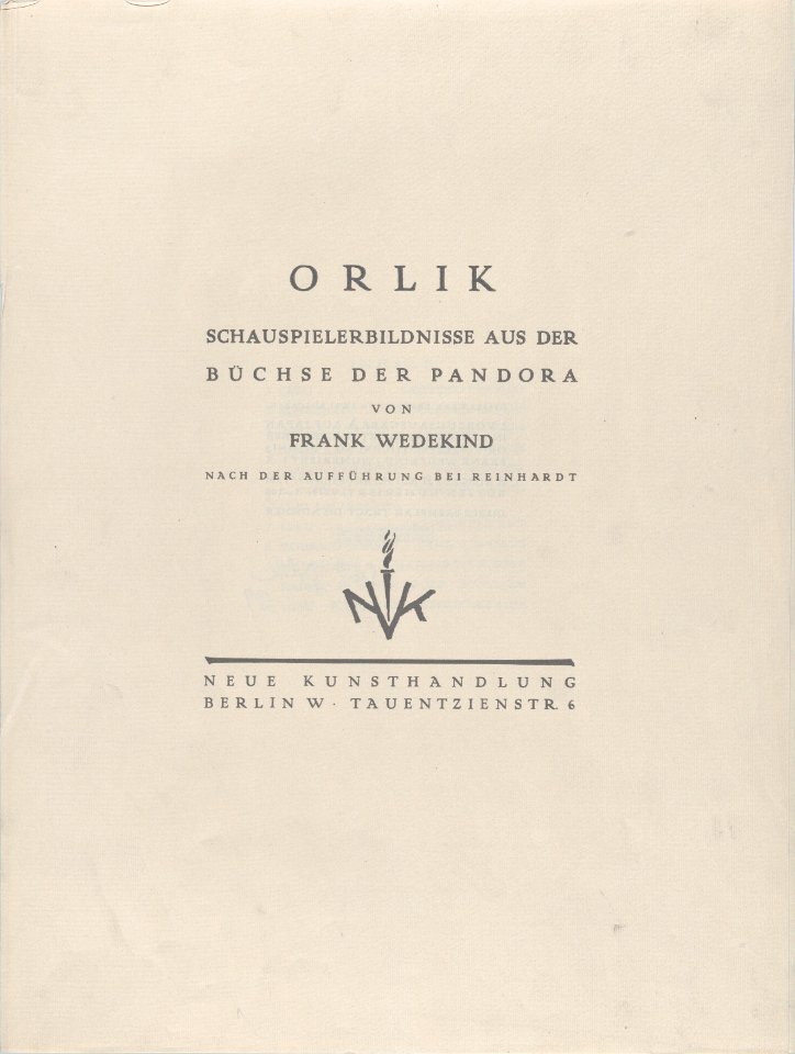 Title Page and Index for Theatrical Portraits from the "Pandora's Box" of Frank Wedekind MET DP876216