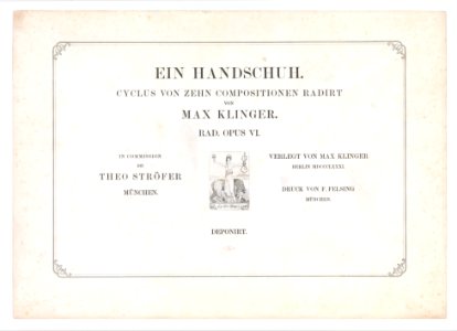 Title Page from Ein Handschuh (A Glove). Cyclus von zehn Compositionen radirt. Rad. Opus VI. First edition MET DP334007