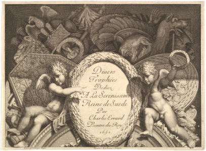 Title page of Divers Trophées (Weapon Trophies after the Façade of Palazzo Milesi in Rome) MET DP825697