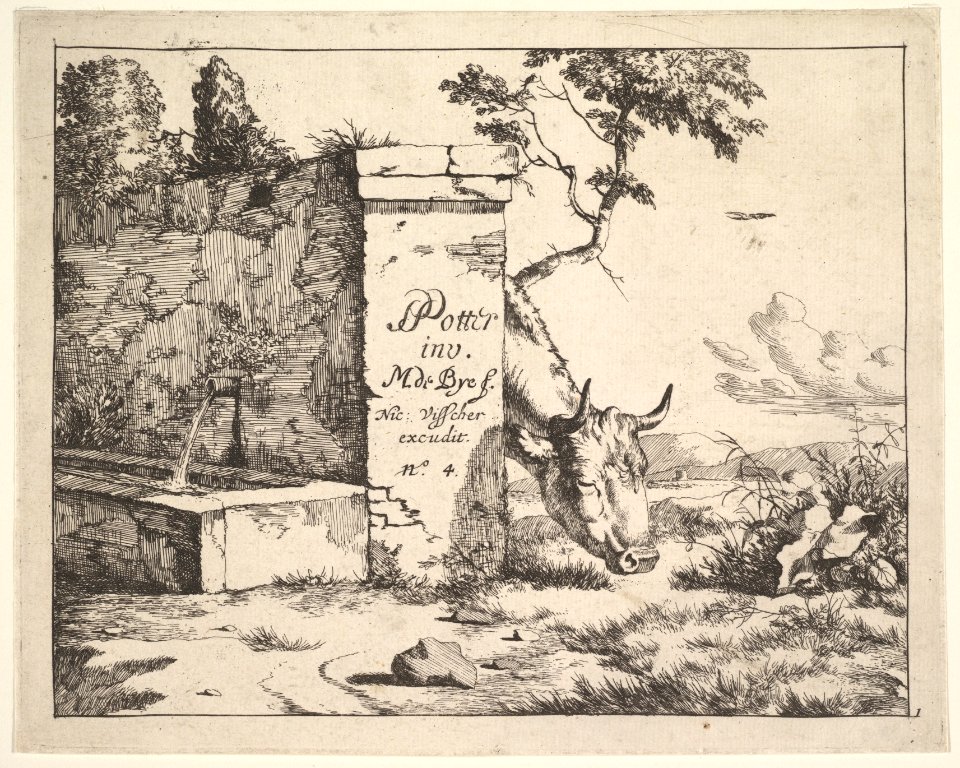 Title page for "Diverses vaches et boeufs" after Paulus Potter MET DP828255