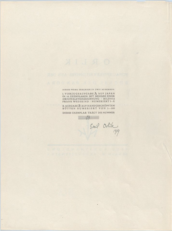 Title Page and Index for Theatrical Portraits from the "Pandora's Box" of Frank Wedekind MET DP876217