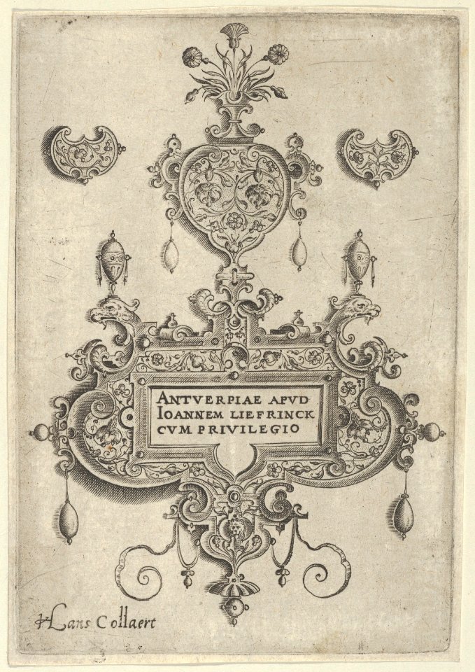 Title Plate, from Pendant Designs with Deities in Niches and Flower-Arabesques MET DP837436