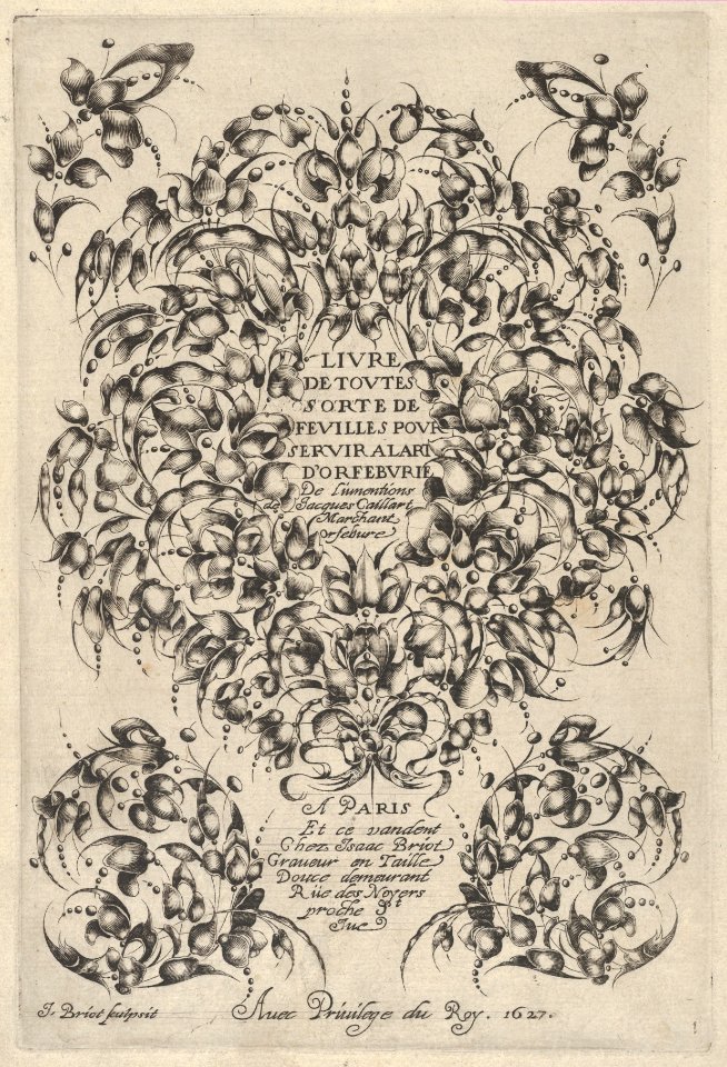 Title Plate with Goldsmiths' Bouquet, from Livre de Toutes Sorte de Feuilles Pour Servir a l'Art d'Orfeburie MET DP837332