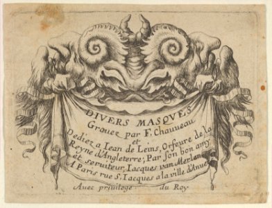 Title Plate with Two Satyr Heads, from Divers Masques MET DP837340