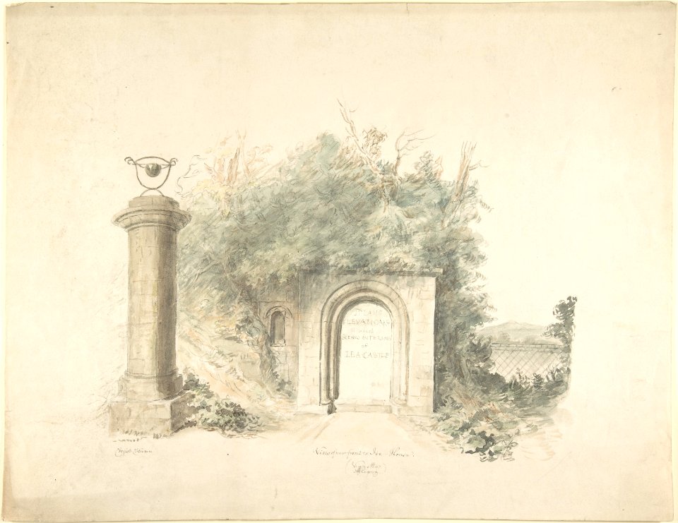 Title Page to a Group of Plans, Elevations and Scenic Interiors of Lea Castle, Worcestershire, Containing a View of New Front to the Ice House MET DP805386