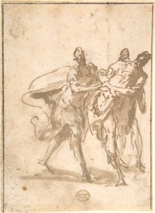 Three Figures (recto); Sketches of Kneeling Figures and Putti (verso) MET DP802252