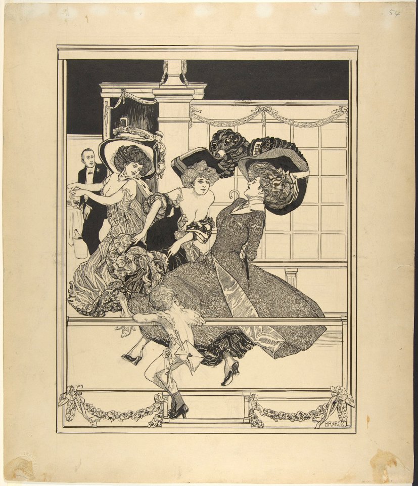 Three Dancing Women in a Restaurant Watched by Cupid MET DP804303