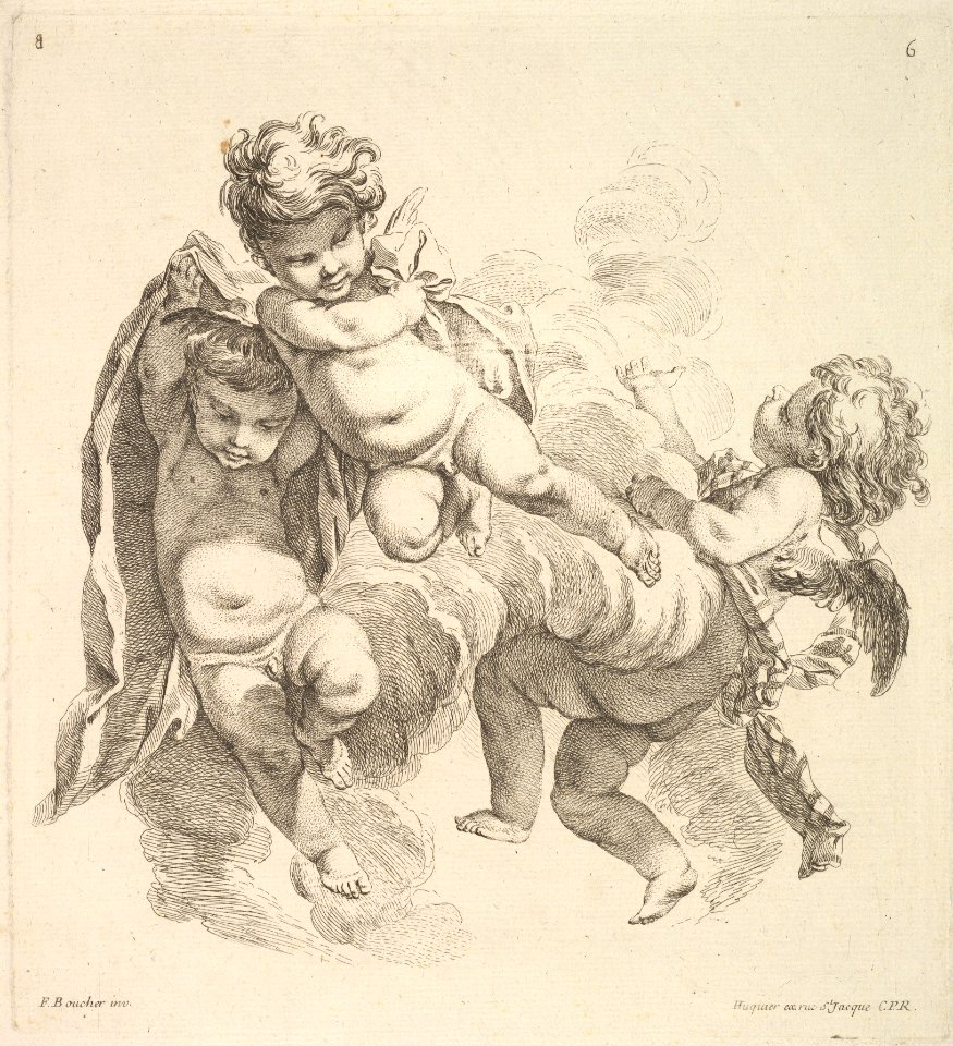 Three Children Among Clouds Carrying a Drapery MET DP826225