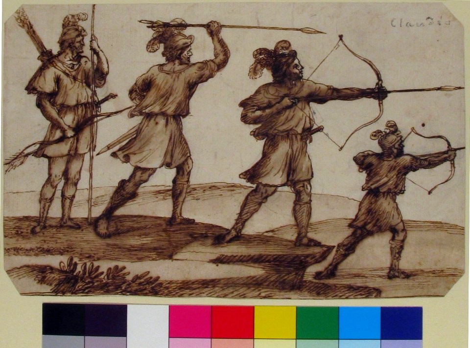 Three Archers and a Figure with a Spear MET 61.125