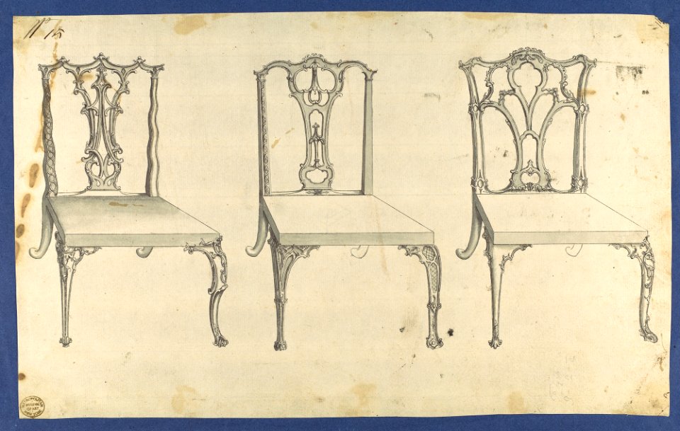 Three Chairs, in Chippendale Drawings, Vol. I MET DP104146