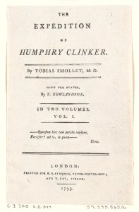 Title Page, from Tobias Smollett's "The Expedition of Humphry Clinker" (London, 1793), Vol. 1 MET DP872111