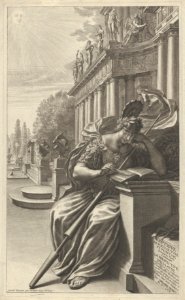 Title of the secont part of Optique de Portraiture et peinture -...-- "La Déesee des Arts lisant avec attention le traité d'optiqe de Grégoire Huret -...- MET DP836300