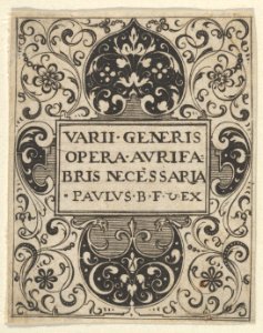 Title Page, from Varii Generis Opera Aurifabris Necessaria MET DP837157