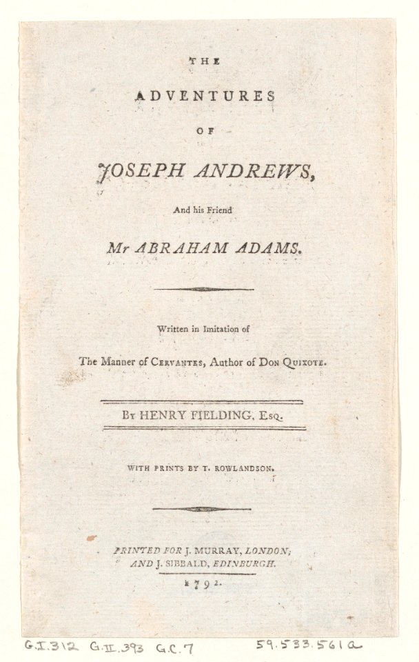 Title Page, from Henry Fielding's "Adventures of Joseph Andrews, and his friend Mr Abraham Adams" MET DP872057