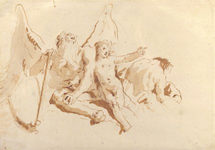 Time Seated, with Two Attendant Figures MET 37.165.12
