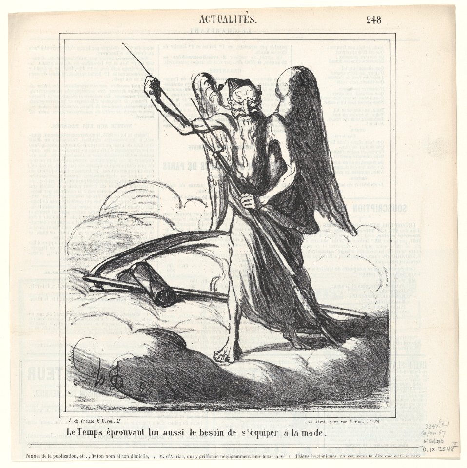 Time too feels the urge for modern equipment, from 'News of the day,' published in Le Charivari, January 10, 1867 MET DP877601