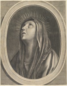 The Virgin looking up to the left, in bust length in an oval frame, after Reni MET DP841778