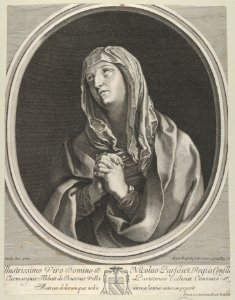 The Virgin in prayer looking up to the left, in an oval frame, after Reni MET DP841775