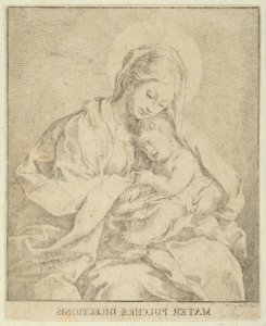 The Virgin holding the infant Christ, after Reni, counterproof MET DP838591
