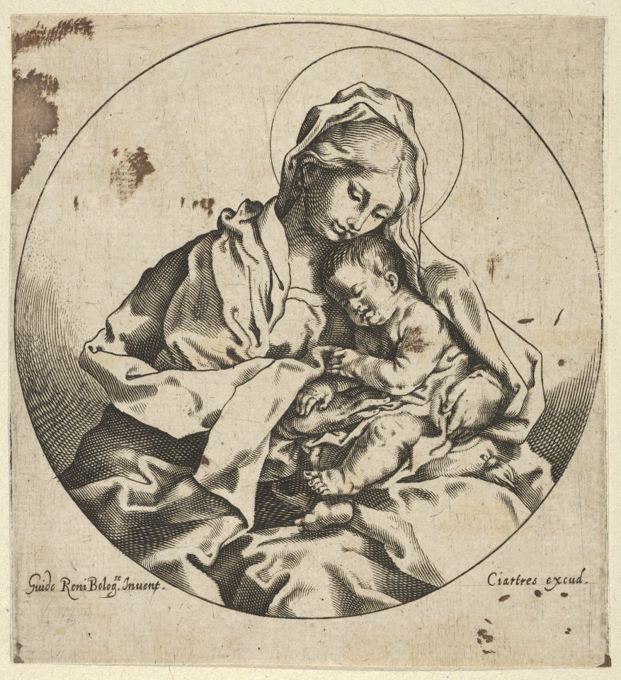The Virgin holding the infant Christ, a circular composition, after Reni MET DP838595