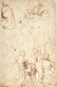 The Virgin Adored by Saints (recto); Study of the Torso Belvedere (verso) MET DT5364