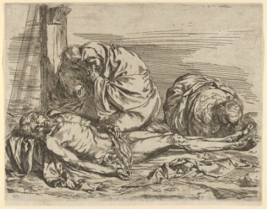 The Virgin, Saint John the Baptist, and Mary Magdalene weeping over Christ's dead body MET DP836421