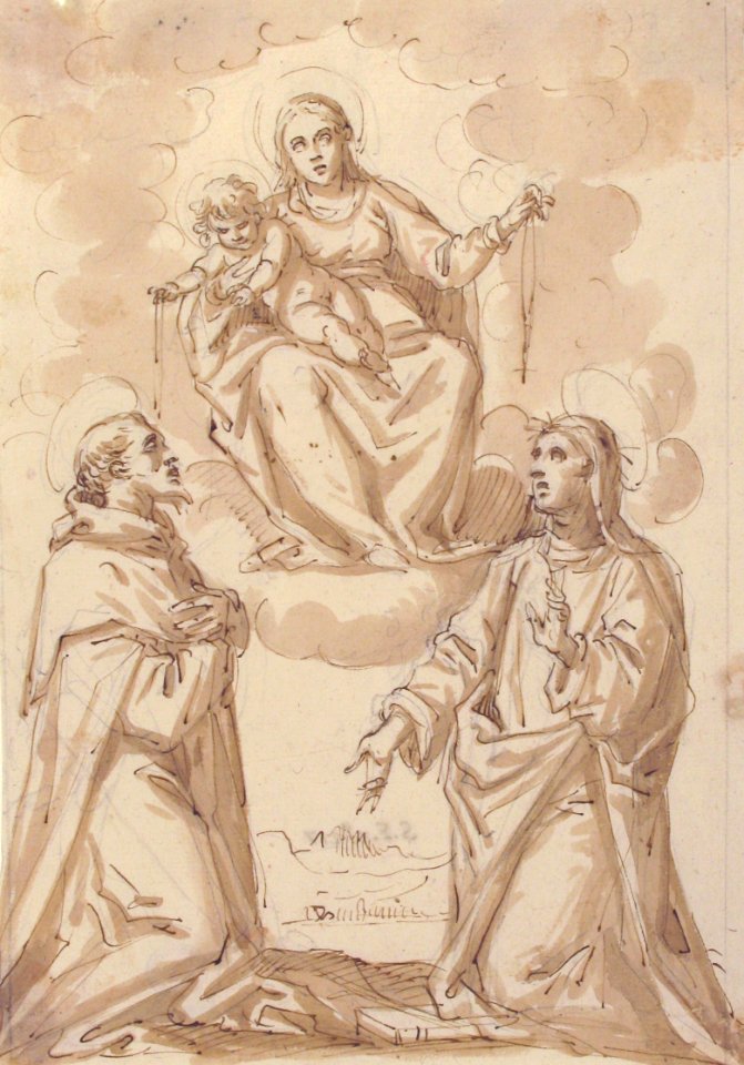 The Virgin and Child with Chaplets Appearing to Saint Dominic and Saint Catherine of Siena MET 1981.281