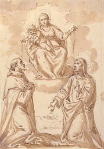 The Virgin and Child with Chaplets Appearing to Saint Dominic and Saint Catherine of Siena MET 1981.281