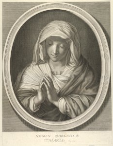 The Virgin in prayer looking down, in an oval frame, after Reni MET DP841777