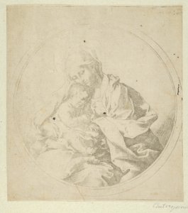 The Virgin holding the infant Christ, a circular composition, counterproof MET DP838602