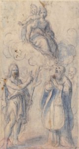 The Virgin and Child with Saint John the Baptist, Pope Saint Dionysius, Filippo Neri and a Male Saint MET 65.66.3