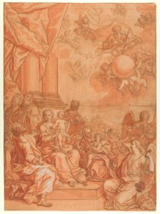 The Virgin and Child with Saints and Angels, and God the Father in the Sky MET DP838178