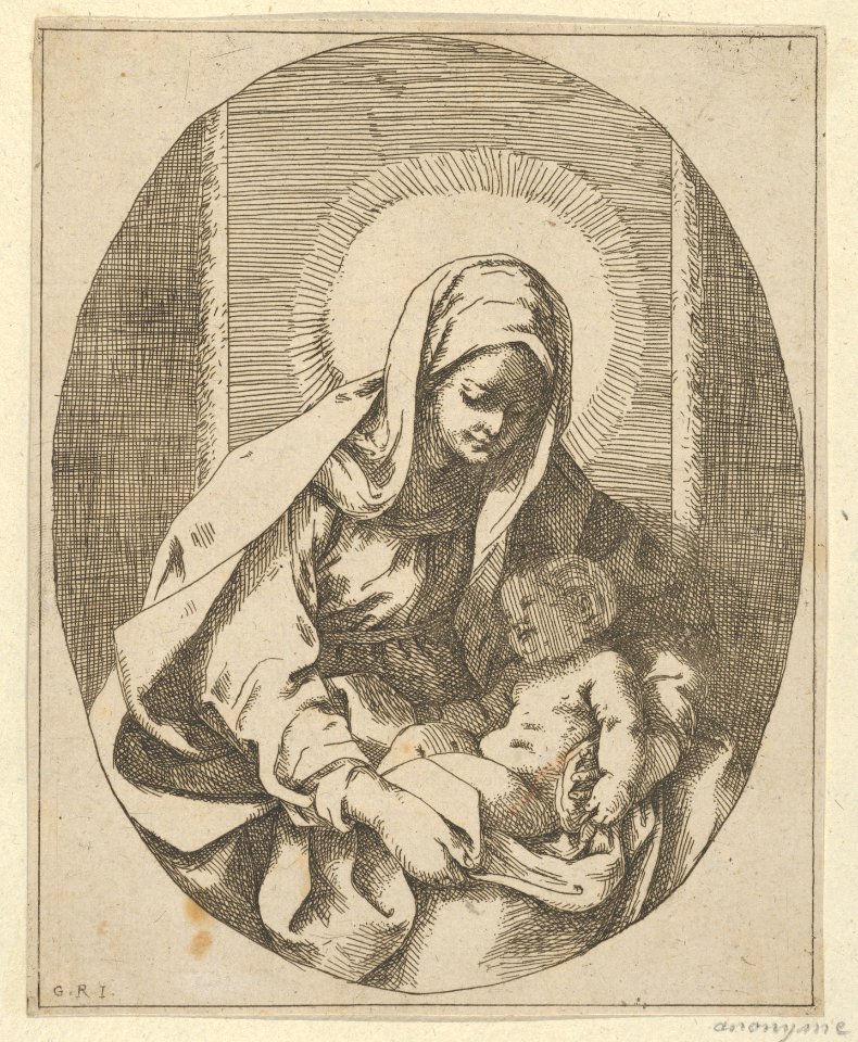 The Virgin holding the infant Christ on her lap, an oval composition, after Reni MET DP841753