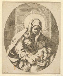The Virgin holding the infant Christ on her lap, an oval composition, after Reni MET DP841753