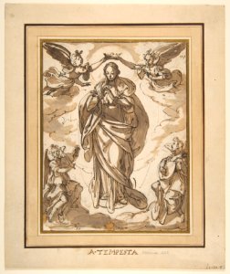 The Virgin Immaculate Crowned by Two Angels, with Angel Musicians in the Foreground MET DP812130