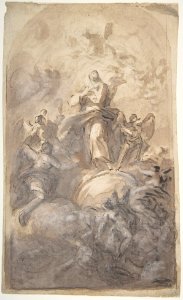 The Virgin Immaculate in Glory (recto); Sketch of a Part of a Leg and a Hand (verso) MET DP810687