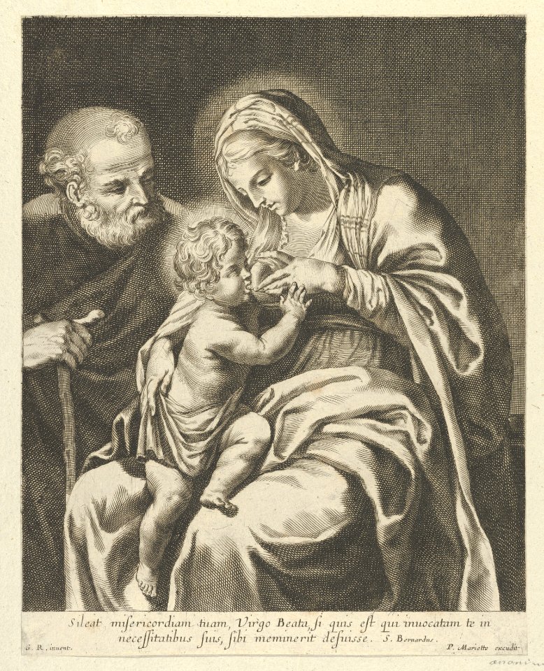The Virgin nursing the infant Christ, Joseph at left, after Reni MET DP841765