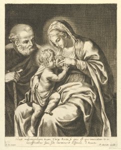 The Virgin nursing the infant Christ, Joseph at left, after Reni MET DP841765