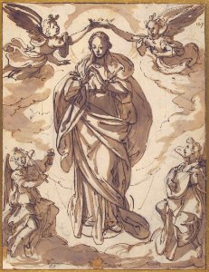 The Virgin Immaculate Crowned by Two Angels, with Angel Musicians in the Foreground MET 61.130.4